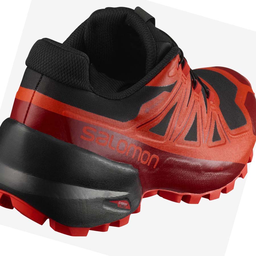 Salomon SPIKECROSS 5 GORE-TEX Erkek Patika Koşu Ayakkabısı Siyah Kırmızı | TR 3525FDN